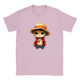 Camiseta júnior unisex estampado de gato "Miau D. Luffy" Michilandia | La tienda online de los amantes de gatos