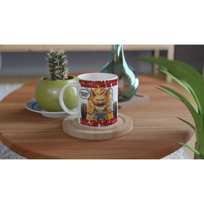 Taza Blanca con Impresión de Gato "Levantamiento Saiyajin" Michilandia | La tienda online de los fans de gatos