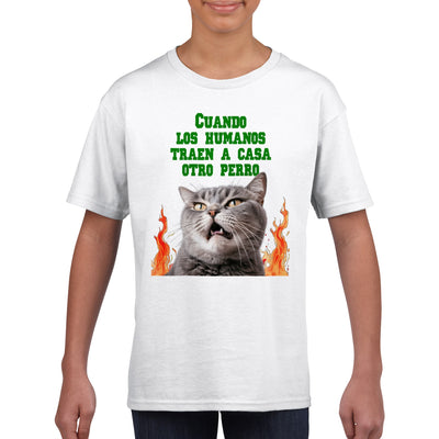 Camiseta júnior unisex estampado de gato 