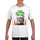 Camiseta júnior unisex estampado de gato "¿Otro perro?"