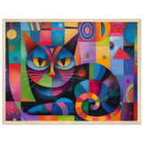 Póster de gato con marco de madera "Vibraciones Kandinsky" Michilandia | La tienda online de los fans de gatos