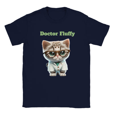 Camiseta unisex estampado de gato "Doctor Fluffy" Gelato