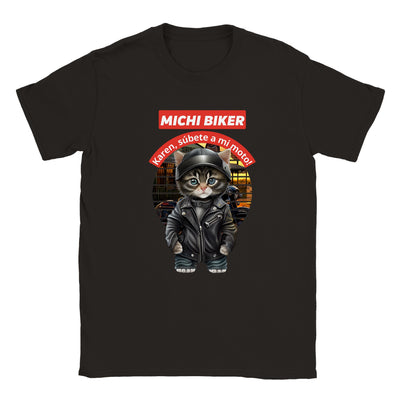 Camiseta unisex estampado de gato "Michi biker" Gelato