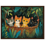 Póster de gato con marco de madera "Cesta de Maravillas" Michilandia | La tienda online de los fans de gatos
