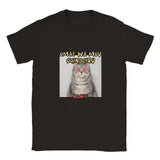 Camiseta unisex estampado de gato "Omae wa mou shindeiru" Negro