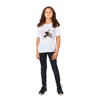 Camiseta Junior Unisex Estampado de Gato "Ángel de Pelaje" Michilandia | La tienda online de los fans de gatos