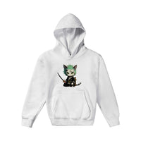 Sudadera con capucha júnior estampado de gato "Ronroneo Zoro: El Espadachín Felino" Michilandia | La tienda online de los amantes de gatos