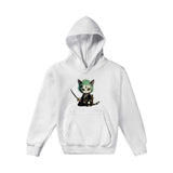 Sudadera con capucha júnior estampado de gato "Ronroneo Zoro: El Espadachín Felino" Michilandia | La tienda online de los amantes de gatos