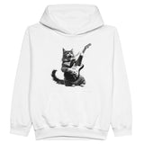 Sudadera con capucha júnior estampado de gato "Rocker Miau" Michilandia | La tienda online de los fans de gatos