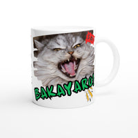 Taza Blanca con Impresión de Gato "Grito Cómico" Michilandia | La tienda online de los amantes de gatos