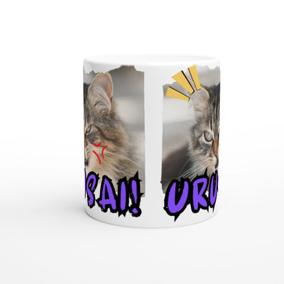 Taza Blanca con Impresión de Gato "Meme Urusai!" Michilandia | La tienda online de los amantes de gatos