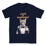 Camiseta unisex estampado de gato "¿Café o Arañazos?" Gelato