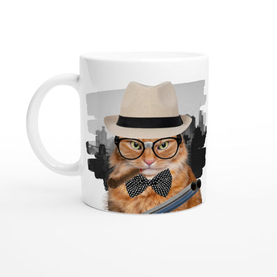 Taza Blanca con Impresión de Gato 