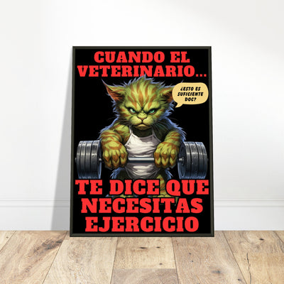 Póster Semibrillante de Gato con Marco Metal 