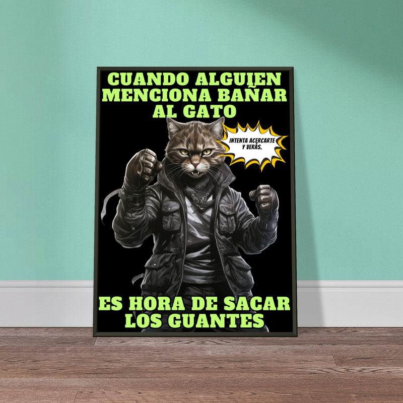 Póster Semibrillante de Gato con Marco Metal 