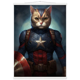 Póster semibrillante de gato con colgador "Captain Bigotes"