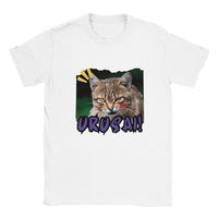 Camiseta unisex estampado de gato "Silencio!" Blanco