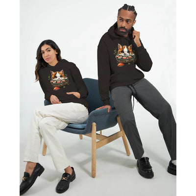 Sudadera con Capucha Unisex Estampado de Gato "Sushi y Ronroneos" Michilandia | La tienda online de los fans de gatos