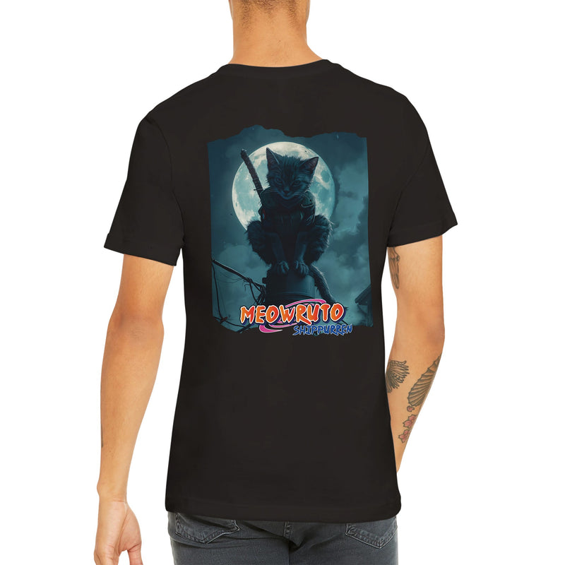 Camiseta Prémium Unisex Impresión Trasera de Gato 