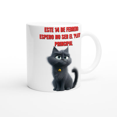 Taza Blanca con Impresión de Gato "Amor Indirecto" Michilandia | La tienda online de los fans de gatos