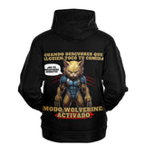Sudadera deportiva con capucha unisex estampado de gato "Modo Wolverine" Subliminator