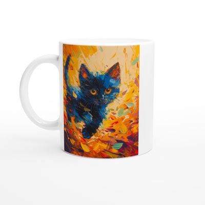 Taza Blanca con Impresión de Gato 