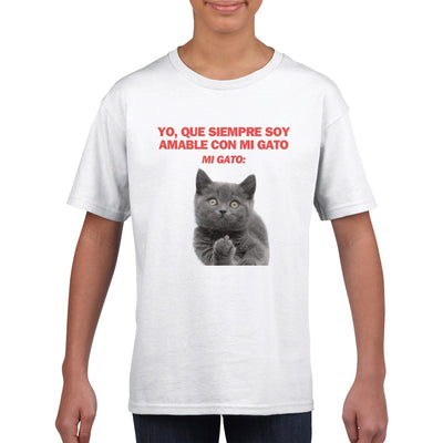 Camiseta Junior Unisex Estampado de Gato 