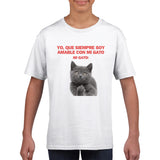 Camiseta Junior Unisex Estampado de Gato "Desafío Gatuno" Michilandia | La tienda online de los fans de gatos