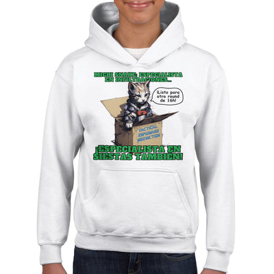 Sudadera con capucha júnior estampado de gato 