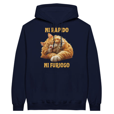 Sudadera con Capucha Unisex Estampado de Gato "Ni rápido Ni furioso" Michilandia | La tienda online de los fans de gatos