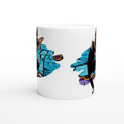 Taza Blanca con Impresión de Gato "Sphynx Street Beat" Michilandia | La tienda online de los fans de gatos