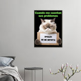 Póster Semibrillante de Gato con Marco Metal "Desinterés Felino" Michilandia | La tienda online de los fans de gatos