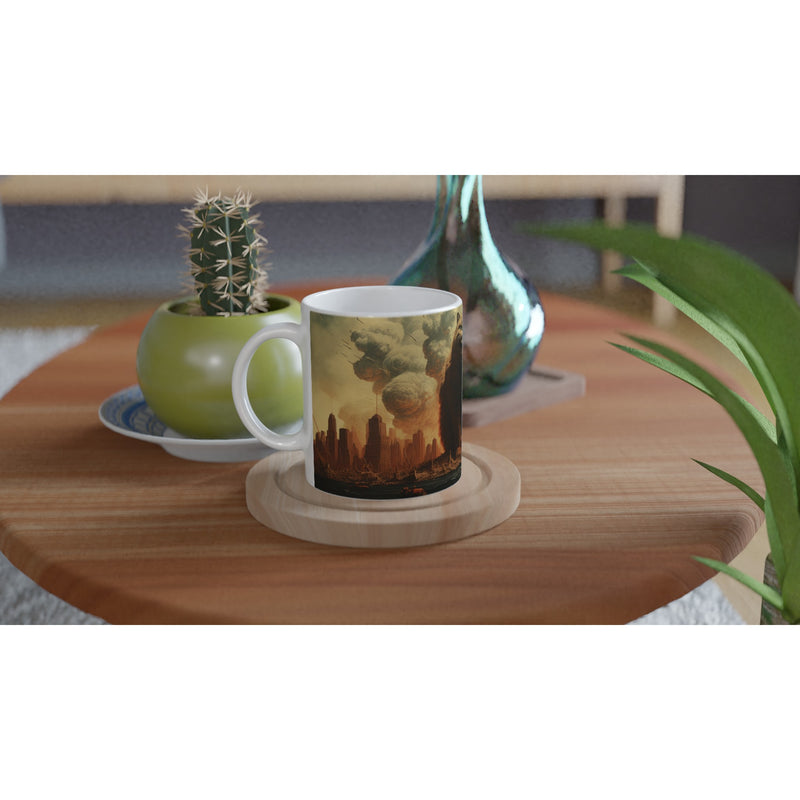 Taza blanca con impresión de gato "Catzilla Unleashed" Michilandia | La tienda online de los amantes de gatos