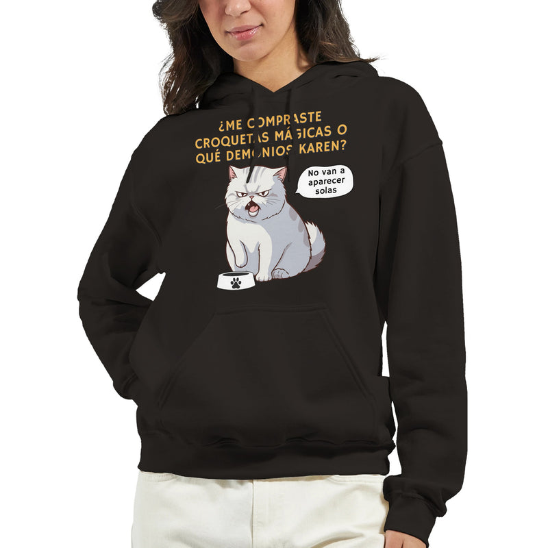 Sudadera con Capucha Unisex Estampado de Gato "Croquetas Mágicas" Michilandia | La tienda online de los fans de gatos