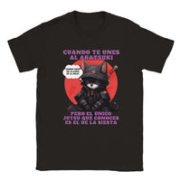Camiseta unisex estampado de gato "Siesta No Jutsu" Negro