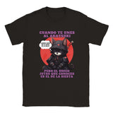 Camiseta unisex estampado de gato "Siesta No Jutsu" Negro