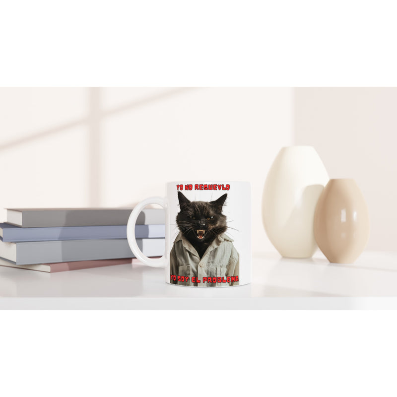 Taza Blanca con Impresión de Gato "Soy el Problema" Michilandia | La tienda online de los fans de gatos