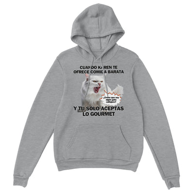 Sudadera con Capucha Unisex Estampado de Gato "Gourmet Indignado" Michilandia | La tienda online de los fans de gatos