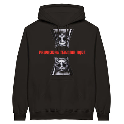 Sudadera con Capucha Unisex Estampado de Gato "Privacidad termina aquí" Michilandia | La tienda online de los fans de gatos