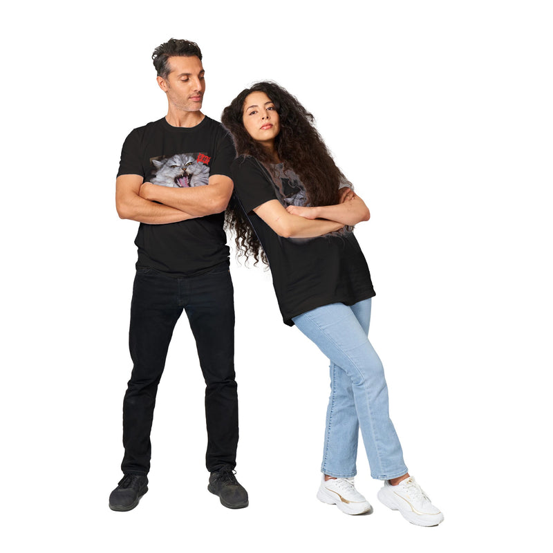 Camiseta unisex estampado de gato "Grito Cómico" Michilandia | La tienda online de los amantes de gatos