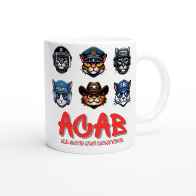 Taza Blanca con Impresión de Gato "Gatitos de la Ley" Michilandia | La tienda online de los fans de gatos