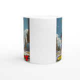 Taza Blanca con Impresión de Gato "Guerrero de la Ciudad" Michilandia | La tienda online de los fans de gatos