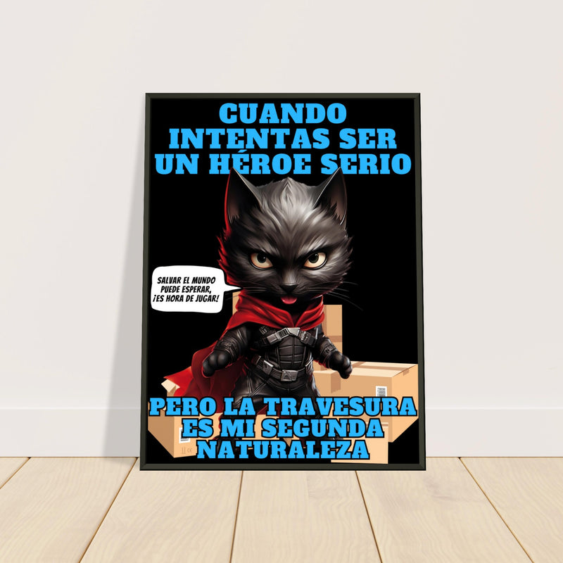 Póster Semibrillante de Gato con Marco Metal 