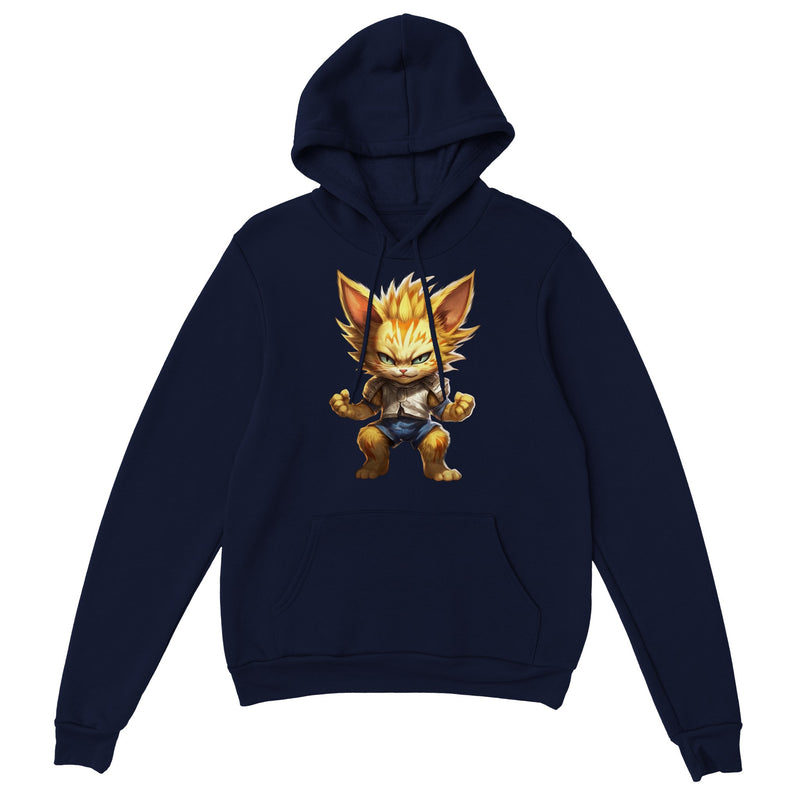 Sudadera con capucha unisex estampado de gato "Saiyajin con garras" Gelato