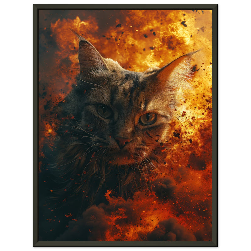 Póster Semibrillante de Gato con Marco Metal "Mirada Explosiva" Michilandia | La tienda online de los fans de gatos