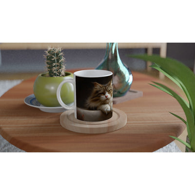 Taza Blanca con Impresión de Gato "Elegancia Barroca" Michilandia | La tienda online de los fans de gatos