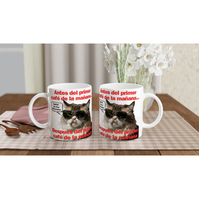 Taza Blanca con Impresión de Gato 