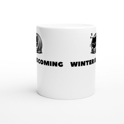 Taza Blanca con Impresión de Gato "Invierno Felino" Michilandia | La tienda online de los fans de gatos