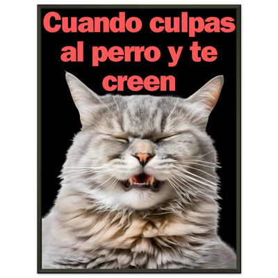 Póster Semibrillante de Gato con Marco Metal 