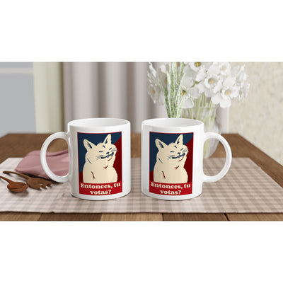 Taza Blanca con Impresión de Gato 